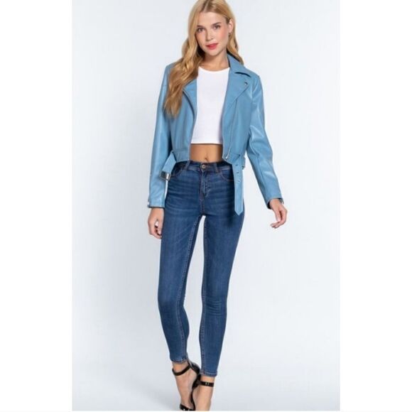 Active USA Vegan Belted Moto Jacket - Picture 9 of 15